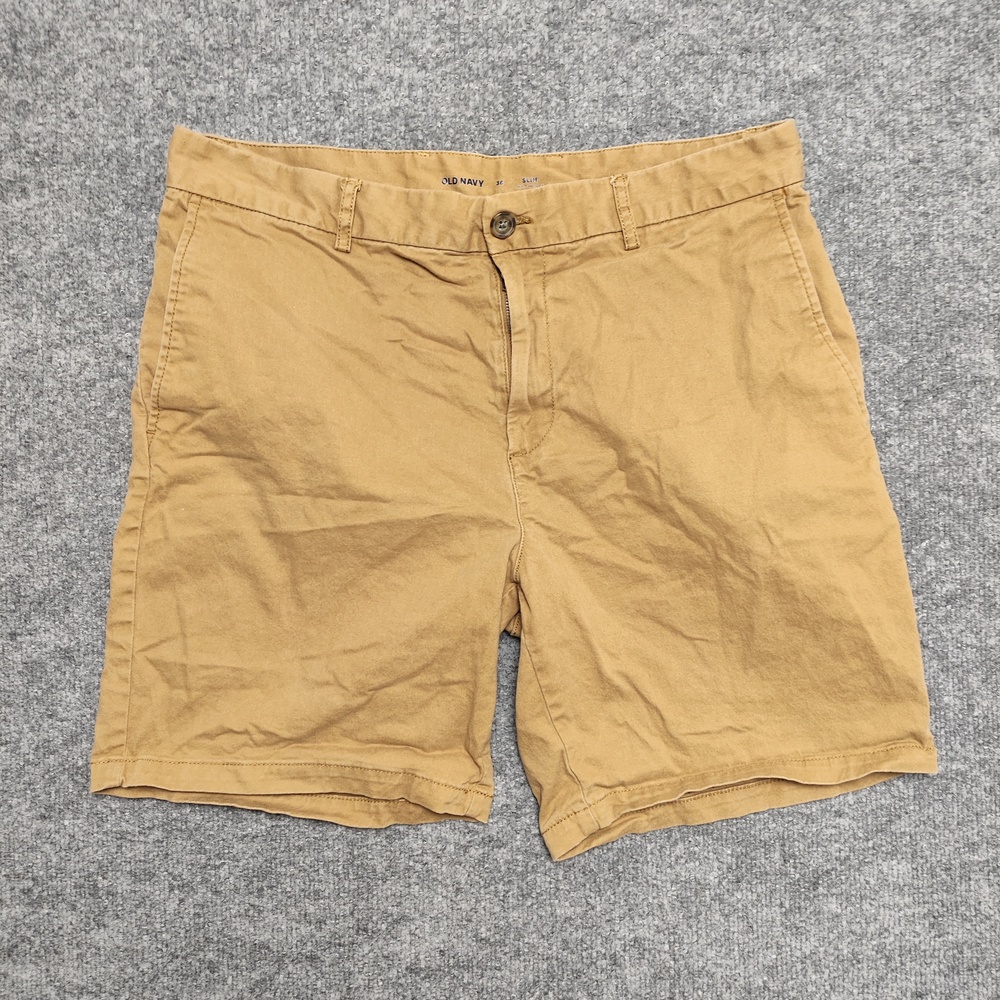 Old Navy Shorts Mens 36 Beige Chino Stretch Slim Built-In Flex Flat Front Casual